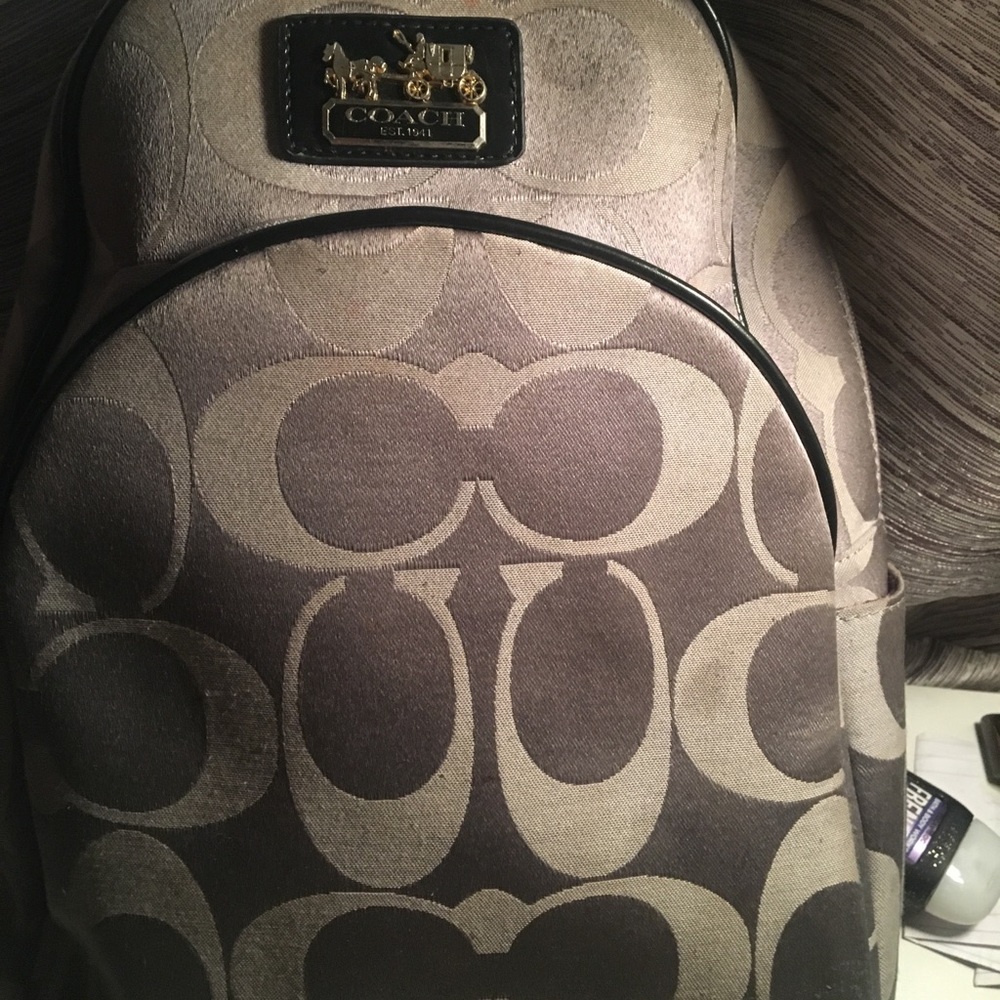 Mini silver coach backpack